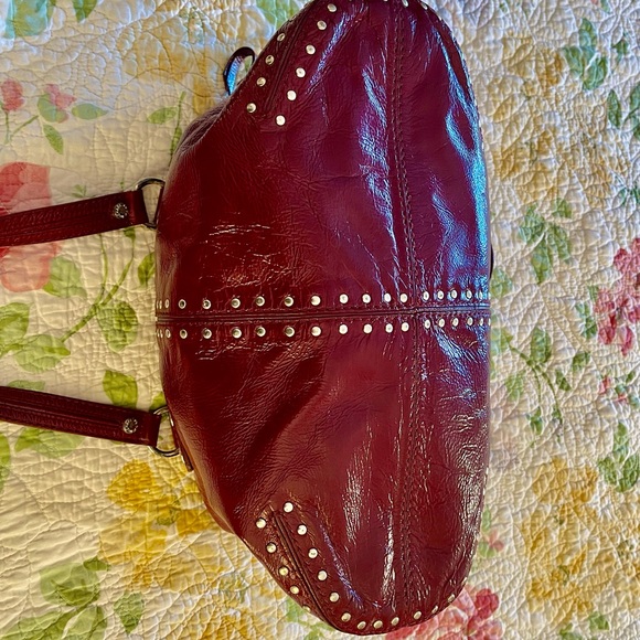 Michael Kors Burgundy Studded Satchel - Picture 3 of 6